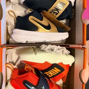 Nike Kids' Sneakers in Black, Gold, and Orange